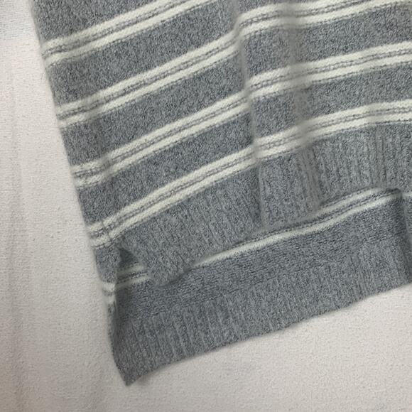 Soft Surroundings womens large knit stripe gray and white zipper back sweater - Picture 6 of 10